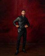 Black Leather belted safari Jacket - Image 3
