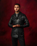 Black Leather belted safari Jacket - Image 6