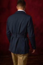 ⁦Navy Blue Belted Cotton Safari Jacket⁩ - الصورة ⁦5⁩