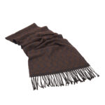 ⁦Navy Blue Scarf with Dark Brown Pattern⁩ - الصورة ⁦4⁩