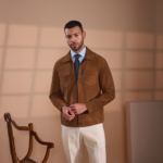 ⁦Brown DF Suede Leather Jacket⁩ - الصورة ⁦2⁩