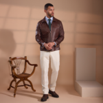 ⁦Brown DF Suede Leather Jacket⁩ - الصورة ⁦3⁩