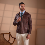 ⁦Brown DF Suede Leather Jacket⁩ - الصورة ⁦4⁩