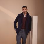 ⁦Navy Suede Safari Jacket⁩ - الصورة ⁦3⁩