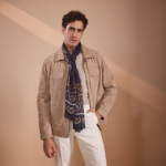 ⁦Beige DF Suede Leather Jacket⁩ - الصورة ⁦2⁩