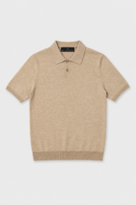Open Collar Tailored Polo Shirt - Light Beige