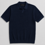 Bi-toned Collar Tailored  Polo Shirt - Navy Blue