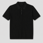 Knitted Buttond Polo Shirt - Black
