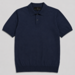 Knitted Buttond Polo Shirt - Navy Blue