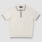 Bi-toned Zipped Polo Shirt - Off White & Black