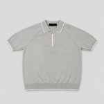 Bi-toned Zipped Polo Shirt - Grey & White