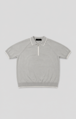 Bi-toned Zipped Polo Shirt - Grey & White