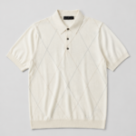 Argyle Turn Down Collar Polo Shirt - Off White