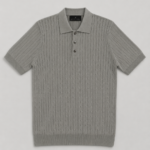 Knitted Buttoned Polo Shirt - Grey