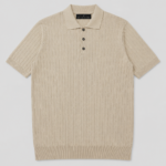 Knitted Buttoned Polo Shirt - Beige