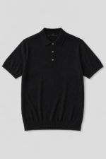 Buttoned Half Sleeves Polo Shirt - Black