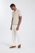 ⁦Bi-toned Regular Fit Polo Shirt- Beige & White⁩ - الصورة ⁦2⁩