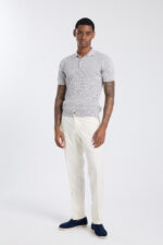 Knitted Buttoned Polo Shirt - Grey - Image 3