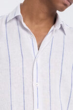 ⁦Self Striped Shirt - White & Blue⁩ - الصورة ⁦4⁩