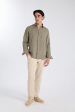 ⁦Classical Elegant Dress Shirt - Olive Green⁩ - الصورة ⁦3⁩