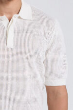 ⁦Buttoned Elegant Polo Shirt - White⁩ - الصورة ⁦4⁩