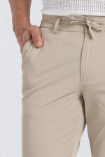 Tailored Drawstring Trousers - Stone Beige - Image 4