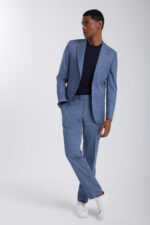 ⁦Double-Breasted Elegant Suit Jacket - Steel Blue⁩ - الصورة ⁦3⁩