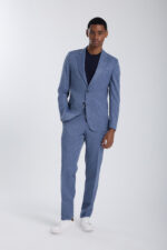 ⁦Double-Breasted Elegant Suit Jacket - Steel Blue⁩ - الصورة ⁦2⁩