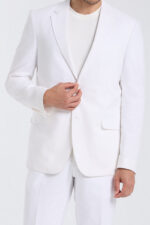 ⁦Double-Breasted Elegant Suit - White⁩ - الصورة ⁦3⁩