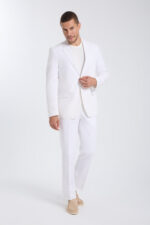 Double-Breasted Elegant Suit - White