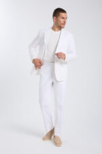 ⁦Double-Breasted Elegant Suit - White⁩ - الصورة ⁦2⁩