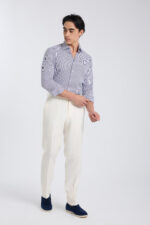 ⁦Striped Buttoned Shirt - Blue & White⁩ - الصورة ⁦3⁩