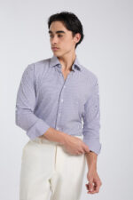 ⁦Striped Buttoned Shirt - Blue & White⁩ - الصورة ⁦2⁩