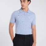 Open Collar Tailored Polo Shirt- Light Blue