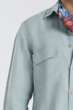 PlainPockted Full Sleeves Shirt - Mint Green - Image 4