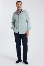 PlainPockted Full Sleeves Shirt - Mint Green - Image 3