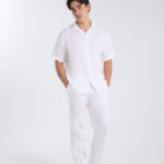 Open Collar Linen Shirt - White