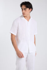 Open Collar Linen Shirt - White - Image 2