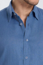 Tailored Buttoned Shirt - Light Denim Blue - Image 3