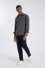 Tailored Buttoned Shirt - Grey - Image 3